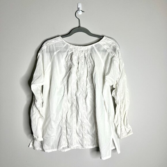 Sundance White Eyelet Lace Boho Cottagecore Button-Up Top 100% Cotton Granola L - Picture 4 of 4